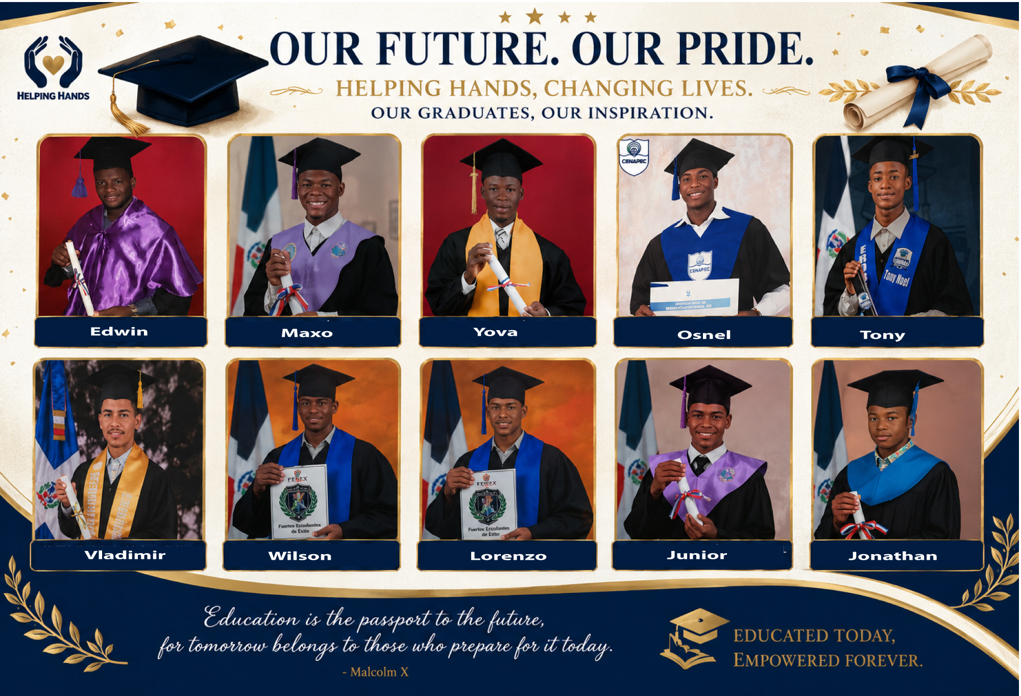 Recent graduates of Helping Hands Orphanage